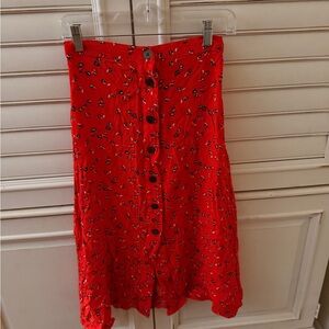 GAP Red Floral A-Line Skirt